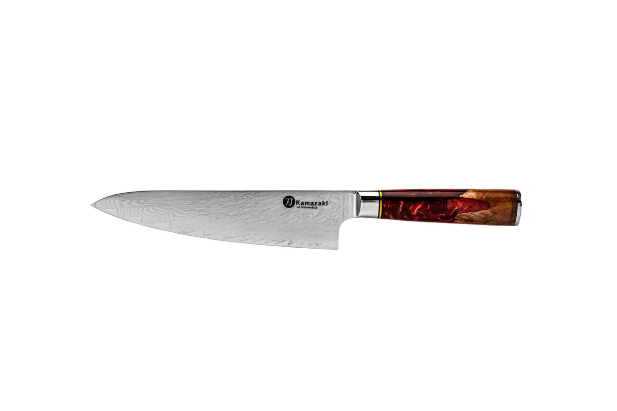 Kamazaki Chef KZI202KN Damascus Steel Knife, 20 cm Blade
