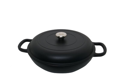 Zyle ZY030CBKI Round Enamelled Cast Iron Pot, Ø30 cm, 3.5 L, Black