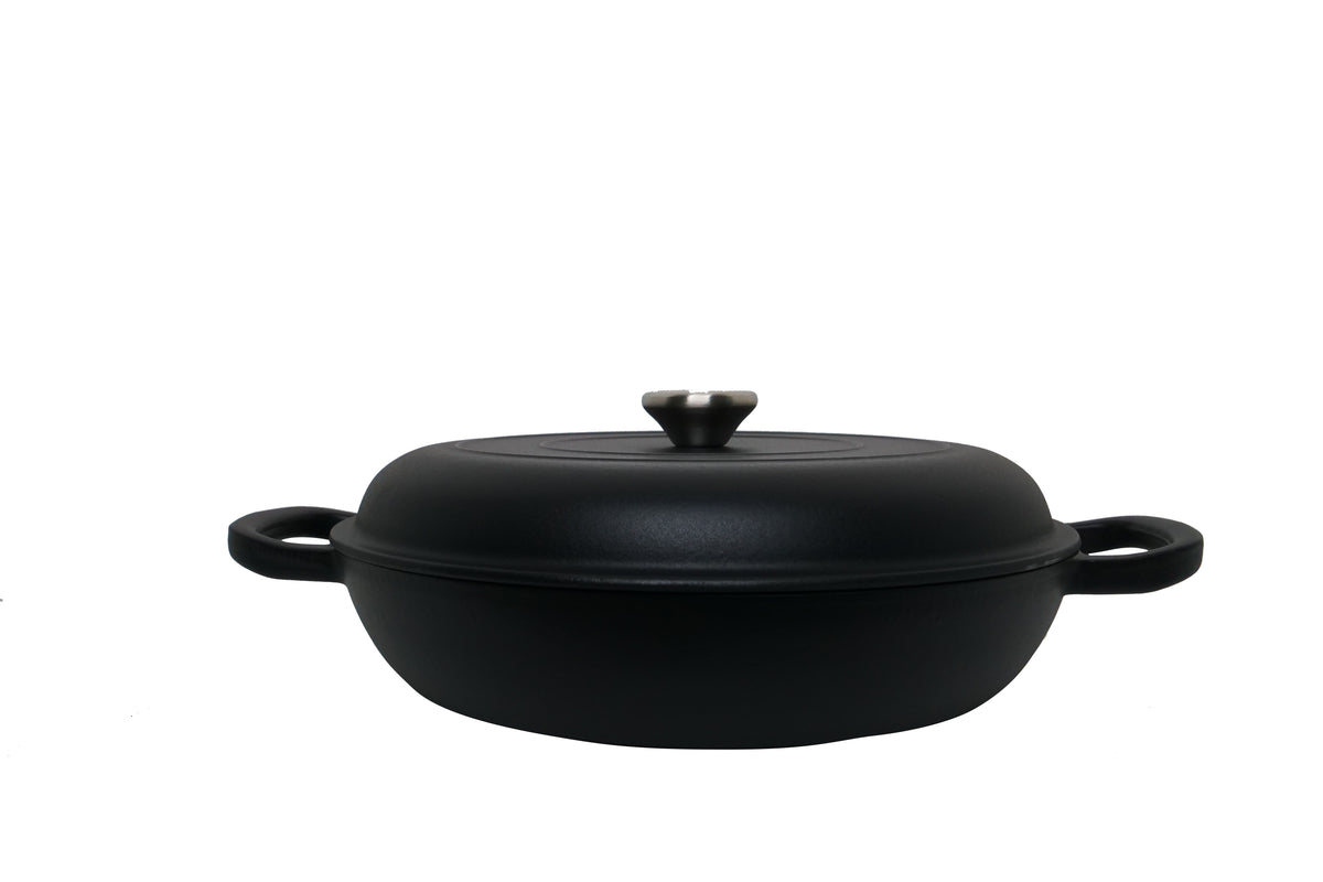 Zyle ZY030CBKI Round Enamelled Cast Iron Pot, Ø30 cm, 3.5 L, Black
