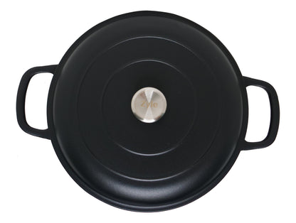 Zyle ZY030CBKI Round Enamelled Cast Iron Pot, Ø30 cm, 3.5 L, Black