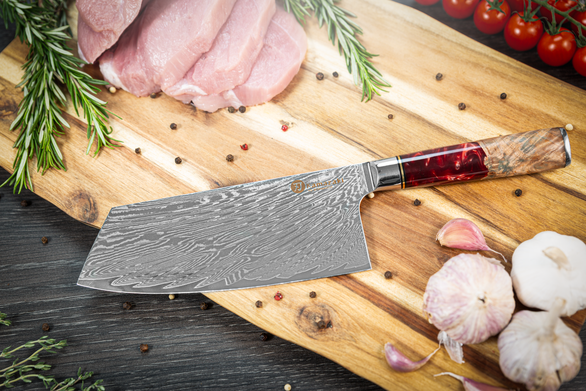 Damascus steel knife Kamazaki Cleaver KZI201KN, 19 cm