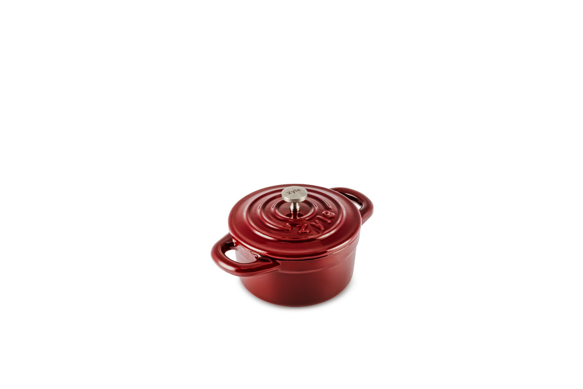 Zyle ZY07RKI Round Enamelled Cast Iron Pot, Ø10 cm, Red